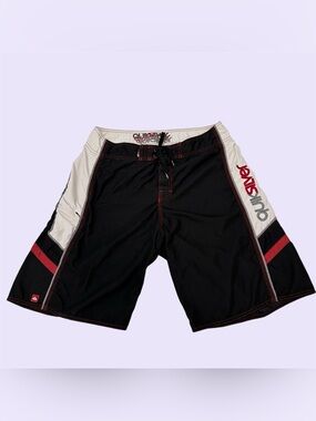 Y2K Quiksilver Board Surf Shorts Embroidery Black Red Size 32